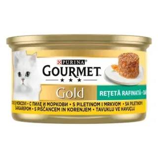 Hrana umeda pentru pisici Gourmet Gold Savoury Cake cu pui  morcovi 85 gr