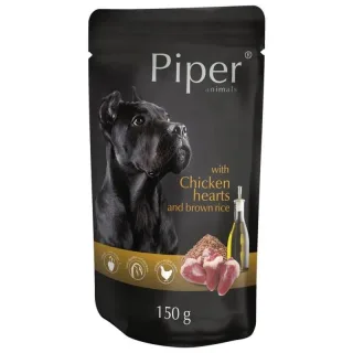Hrana umeda pentru caini Piper Adult cu inimi de pui  orez brun 150 gr