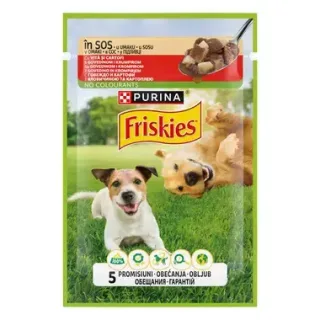 Hrana umeda pentru caini Friskies Adult cu vita  cartofi 85 gr