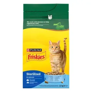 Hrana uscata pentru pisici Friskies Sterilised cu somon  legume 1,5 kg