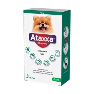 Pipeta antiparazitara pentru caini  4 kg Ataxxa ( 3 pipete )