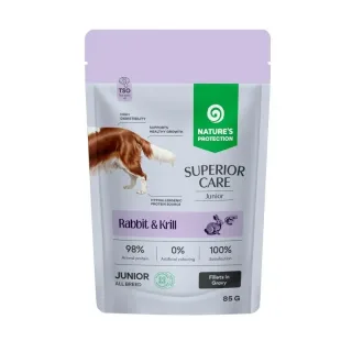 Hrana umeda pentru Grain Free Nature s Protection Superior Care Junior cu iepure  krill 85 gr
