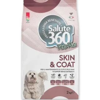 Hrana uscata pentru caini Salute 360 Fiber Plus SkinCoat cu ton si somon, 2 kg