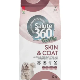 Hrana uscata pentru caini Salute 360 Fiber Plus SkinCoat cu ton si somon, 12 kg