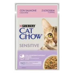Hrana umeda pentru pisici Cat Chow Sensitive cu somon 85 gr