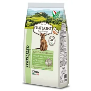 Hrana uscata pentru pisici Chat  Chat Adult Sterilized cu pui  curcan 14 kg