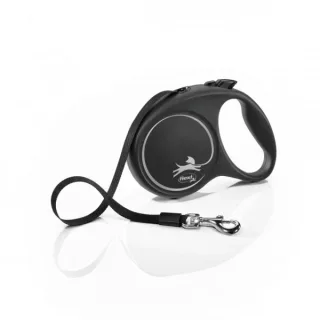 Lesa retractabila cu banda Flexi Neagra S 5 m  12 kg