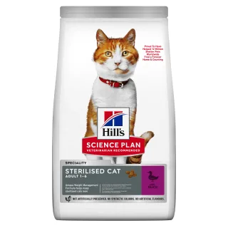 HILL'S SCIENCE PLAN Young Adult Sterilised, Rață, hrană uscată pisici sterilizate HILL'S SCIENCE PLAN Adult Sterilised, Rață, hrană uscată pisici sterilizate, 10kg