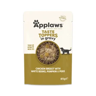 APPLAWS Taste Toppers, XS-XL, Pui și Mazăre, plic hrană umedă fără cereale câini, (în sos), 85g