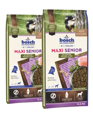 BOSCH Maxi Senior Hrana uscata cu pasare si orez pentru cainii adulti  25 kg (2 x 12,5 kg)