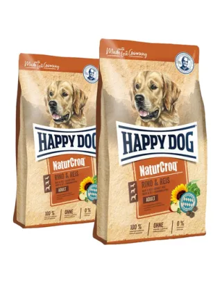 HAPPY DOG NaturCroq Hrana uscata pentru caini, cu vita si orez 30 kg (2 x 15 kg)
