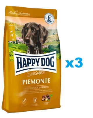 HAPPY DOG Supreme Piemonte hrana uscata caini 3 x 10 kg, cu rata si peste
