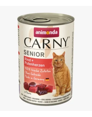 ANIMONDA Carny Senior Vită și Inimi de Curcan 400 g