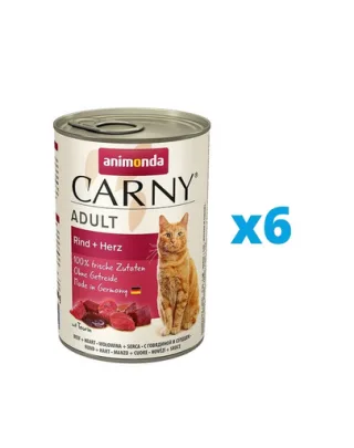 ANIMONDA Carny Adult Hrana umeda cu carne de vita si inimi pentru pisci adulte 6 x 400 g