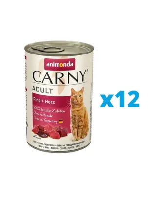 ANIMONDA Carny Adult Hrana umeda set carne de vita si inimi pentru pisici adulte 12 x 400 g
