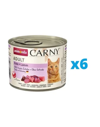ANIMONDA Carny Adult Conserve hrana umeda pisici, cu curcan si miel 6 x 200 g