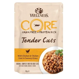 Wellness Core Cat Tender Cuts cu Pui si Ficat, in Sos, 85 g