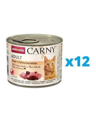 ANIMONDA Carny Adult Conserve pentru pisica, cu curcan si ficat de pui 12 x 200 g