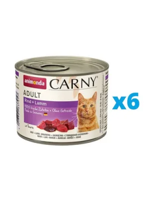 ANIMONDA Carny Adult Hrana umeda pentru pisici, cu vita si miel 6 x 200 g