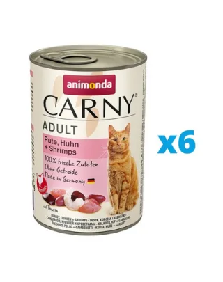 ANIMONDA Carny Adult vita, curcan, creveti pentru pisica 6 x 400 g