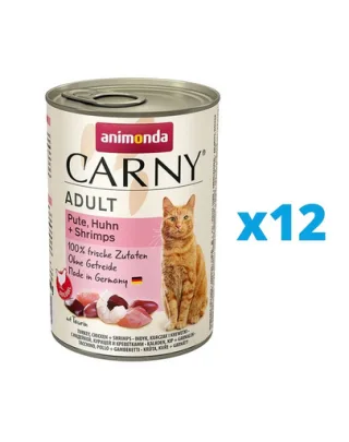 ANIMONDA Carny vita, curcan, creveti 12 x 400 g conserve hrana umeda pisica
