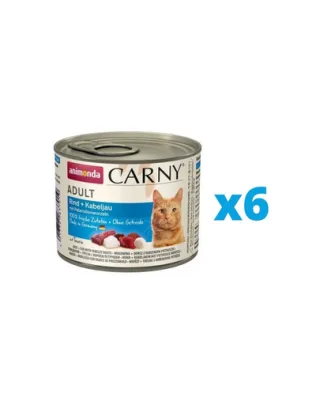 ANIMONDA Carny Conserve hrana umeda pisici, cu vita, cod si radacina de patrunjel 6 x 200 g