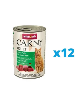 ANIMONDA Carny Adult conserve pisici 12 x 400 g vita, curcan, iepure