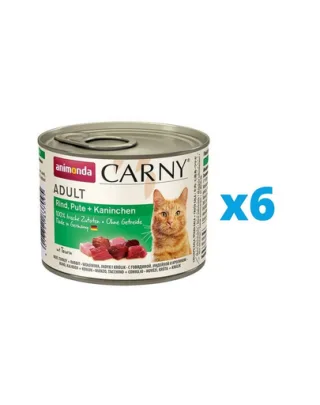 ANIMONDA Carny Adult Conserve pisica, cu vita, curcan si iepure 6 x 200 g