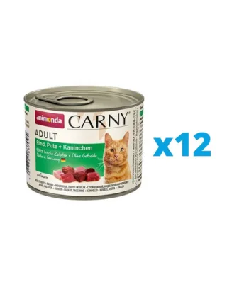 ANIMONDA Carny Adult Set conserve hrana pisica, cu vita, curcan si iepure 12 x 200 g