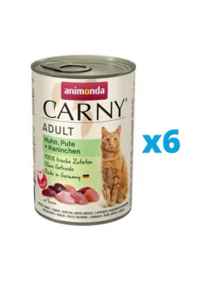 ANIMONDA Carny Adult pui, curcan, iepure conserve pisica adulta 6 x 400 g