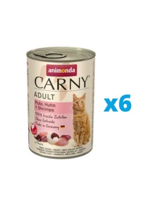 ANIMONDA Carny Adult set curcan, pui, creveti 6 x 400 g conserve pisica