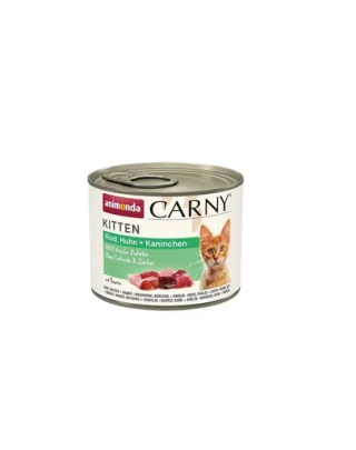 ANIMONDA Carny Kitten Beef&amp;Chicken&amp;Rabbit 200 g Conserva hrana pentru pisoi, cu vita, pui si iepure