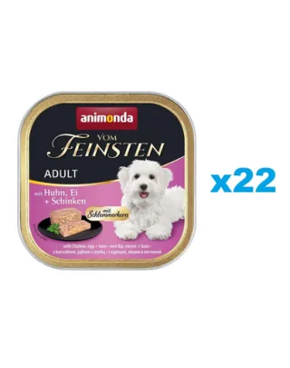 ANIMONDA Vom Feinsten Adult Set hrana umeda caine talie mica, cu pui, oua si sunca 22x150g
