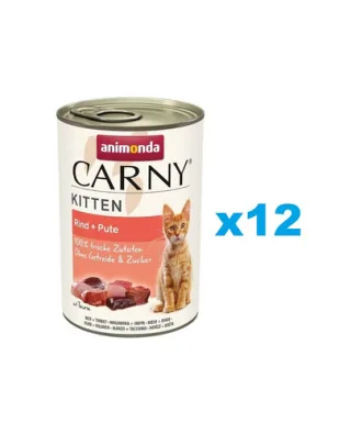 ANIMONDA Carny Kitten Beef&amp;Turkey conserve 12x400 g hrana pentru pisoi, cu vita si curcan