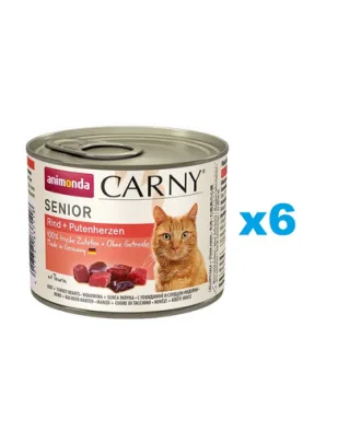 ANIMONDA Carny Senior pachet vita si inimi curcan 6x200 g pisica senior