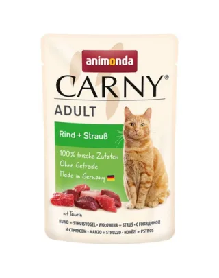 ANIMONDA Carny Adult hrană umedă pisici vită și struț 85 g