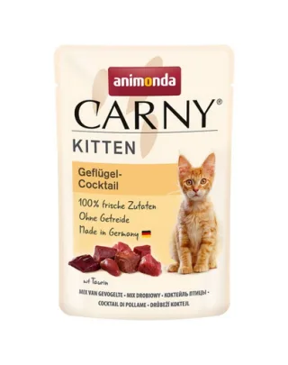 ANIMONDA Carny Kitten hrană umedă pisoi cocktail de pasăre 85 g
