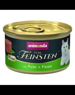 ANIMONDA Vom Feinsten Mousse hrană umedă tip mousse pentru pisici cu curcan și fazan 85 g