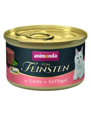 ANIMONDA Vom Feinsten Mousse hrană umedă tip mousse pentru pisici cu somon și pasăre 85 g