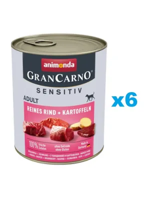 ANIMONDA Grancarno Sensitive Mancare caini adulti sensibili, cu vita si cartofi 6x800 g