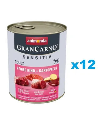 ANIMONDA Grancarno Sensitive Pachet hrana caini sensibili, cu vita si cartofi 12x800 g