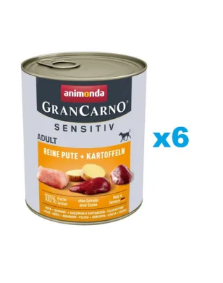 ANIMONDA Grancarno Sensitive Hrana umeda cu curcan si cartofi, pentru caini adulti sensibili 6x800 g