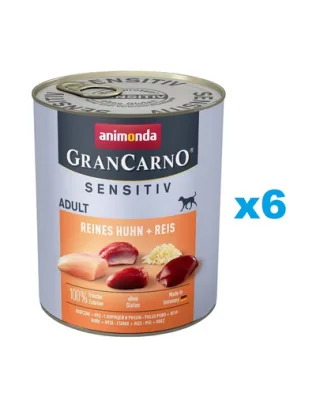 ANIMONDA GranCarno Sensitiv Pure Chicken&amp;Rice 6x800 g Hrana umeda caini sensibili, cu pui si orez