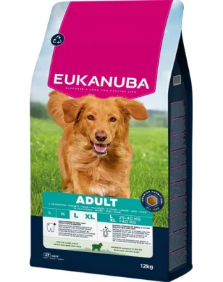EUKANUBA Adult Large Breeds Lamb &amp; Rice 12 kg hrană câini mari cu miel și orez