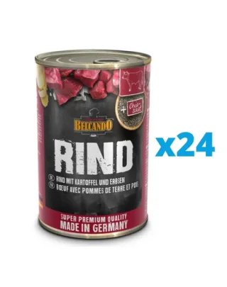 BELCANDO Super Premium set hrana umeda caini adulti, cu vita si cartofi 24x400 g