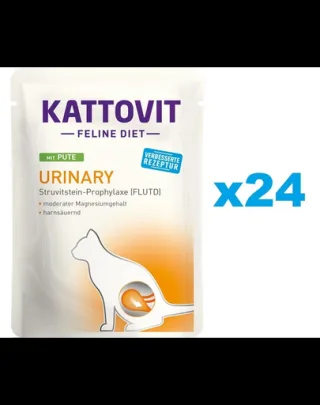 KATTOVIT Feline Diet Urinary hrana umeda dietetica pentru pisici in prevenirea pietrelor struvit, curcan 24 x 85 g