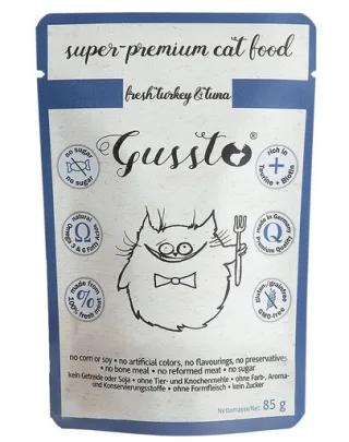 GUSSTO Cat Fresh Turkey&amp;Tuna CARNE PROASPĂTĂ DE CURCAN CU TON 85 g
