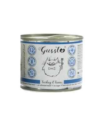 GUSSTO Cat Fresh Turkey&amp;Tuna ton si curcan pentru pisici 12x200 g