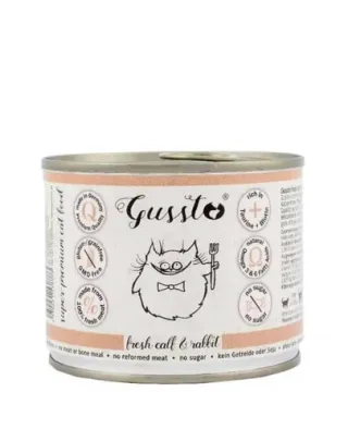 GUSSTO Cat Fresh Calf &amp; Rabbit hrana superpremium pisici 12x200 g iepure si vitel