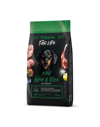 FITMIN dog For Life Lamb &amp; Rice Mini 12 kg aliment caini rasa mica, miel si orez